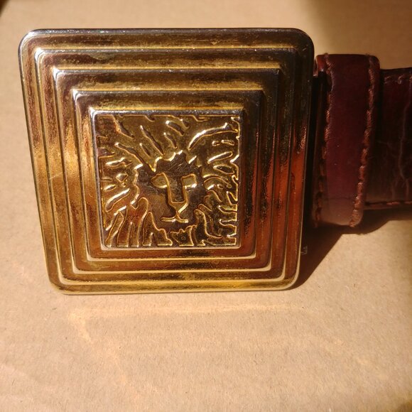 Vintage Anne Klein Oroton Brown Genuine Leather Snakeskin Gold Buckle Be… - Picture 4 of 13